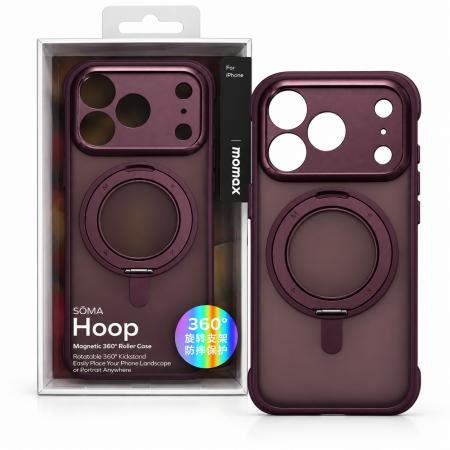 Противоударная накладка с кольцом Momax Hoop с MagSafe совместимая с iPhone 18 Pro/17 Pro черри