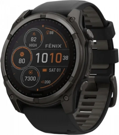 Умные часы Garmin Fenix 8 51 мм AMOLED Sapphire DLC titanium with silicone band(карбоновый титан/черный силикон) (010-02905-63) (Тайвань)