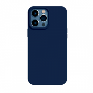 Силиконовая накладка совместимая с iPhone 14 Pro (SC) темно-синяя Partner