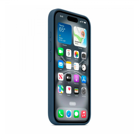 Накладка Silicone Case с MagSafe совместимая с iPhone 16 синяя SZ - фото 2
