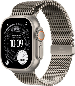 Apple Watch Ultra 3 (2025) GPS + Cellular, 49 мм, корпус из титана, ремешок Titanium Milanese Loop (M) цвета natural titanium (натуральный титан) MEWY4