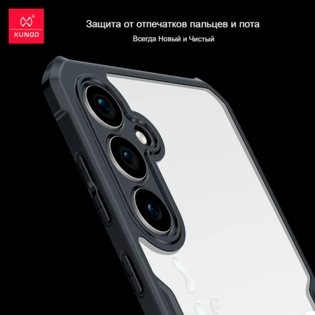 Противоударная накладка Xundd совместимая с Samsung A35 5G прозрачная с черными бортами - фото 3