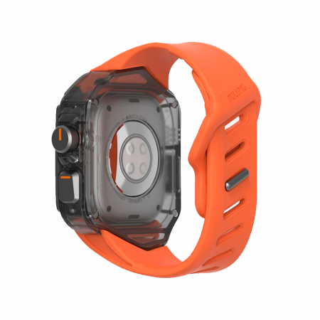 Карбоновый кейс с ремешком Aulumu A01 совместимый с Apple Watch Ultra 49mm титан/оранжевый - фото 2
