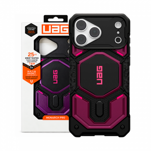 Противоударная накладка UAG MONARCH PRO с Magsafe с защитой на модуль камеры совместимая с 18 Pro Max/17 Pro Max черно-фиолетовая