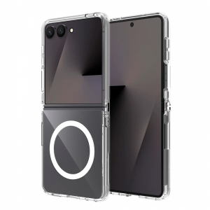 Пластиковая накладка Keephone X-Crystal с MagSafe совместимая с Samsung Galaxy Z Flip8 прозрачная 