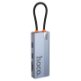 USB-концентратор HOCO HB52 8 Гнезд PD, 2*USB3.0,  HDTV. Type-C.TF. RJ45. SD, Micro SD. 4К серый