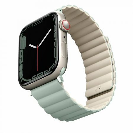 Ремешок UNIQ Revix Evo совместимый с Apple Watch (40/41/42 mm) силикон мятный/бежевый - фото 2