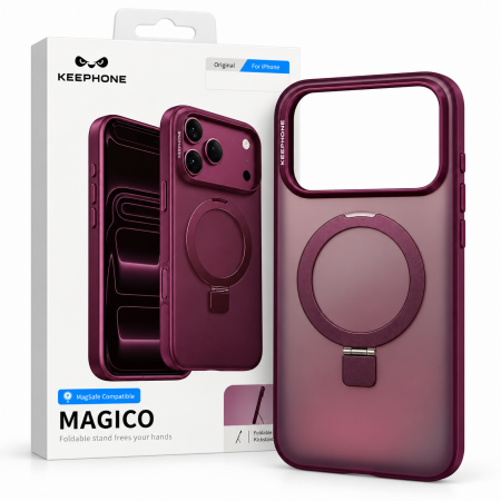 Противоударная накладка Keephone Magico с Magsafe совместимая с 18 Pro/17 Pro бургунди