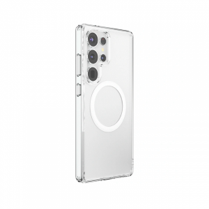 Пластиковая накладка Clear Case с MagSafe совместимая с Samsung Galaxy S25 Ultra прозрачная