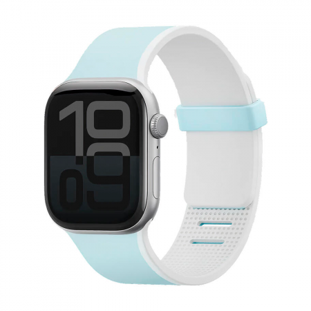 Ремешок UNIQ Revix IV совместимый с Apple Watch (42/41/40 mm) силикон с магнитными звеньями голубой/белый