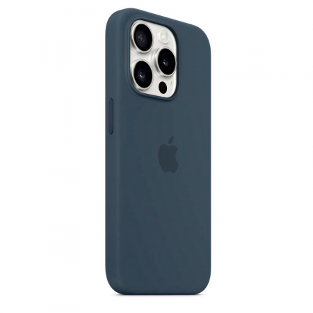 Накладка Silicone Case с MagSafe совместимая с iPhone 15 Pro синий титан SZ - фото 2