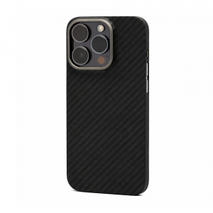 Кевларовая накладка Kzdoo Keivlar совместимая с iPhone 15 Pro черная