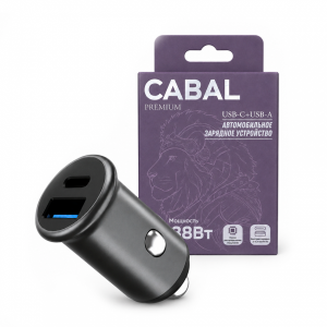 Автомобильное зарядное устройство Cabal Premium (USB/Type-C) CP-CCH-383 38W PD + QC3.0 черная