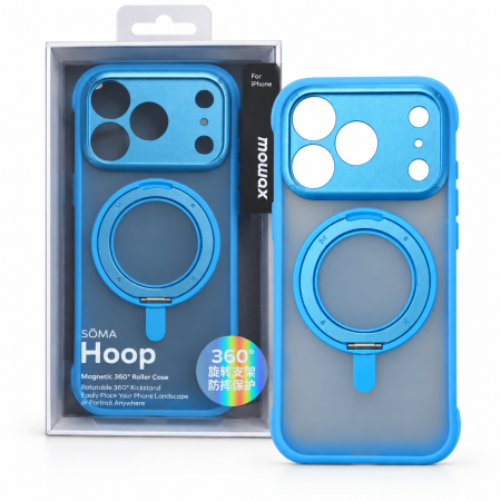 Противоударная накладка с кольцом Momax Hoop с MagSafe совместимая с iPhone 18 Pro/17 Pro голубая