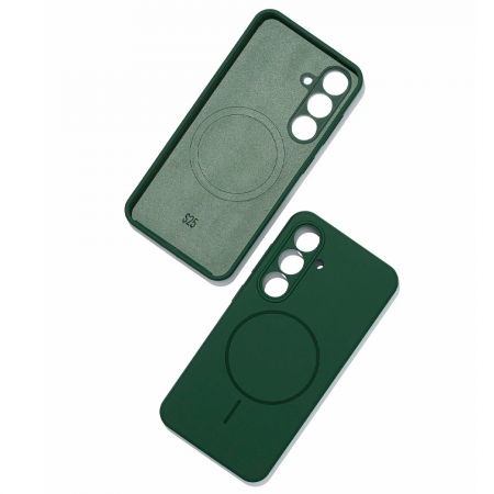 Накладка Silicone Case с MagSafe совместимая с Samsung S25 Plus/S24 Plus зеленая - фото 3