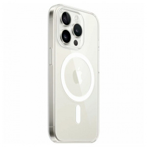 Пластиковая накладка Clear Case с MagSafe совместимая с iPhone 15 Pro прозрачная (ITA)