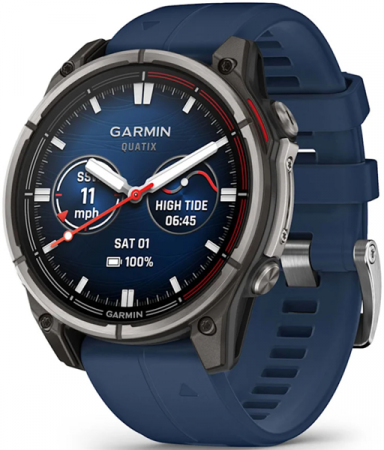 Умные часы Garmin Quatix 8 51mm Amoled Sapphire Marine GPS Smartwatch (010-02905-90) (Синий силиконовый ремешок) EAC