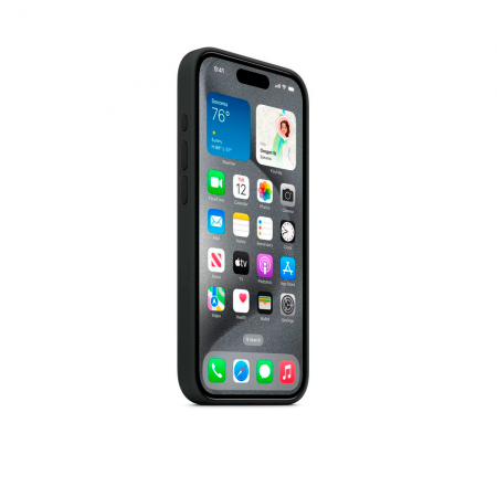 Накладка Silicone Case с MagSafe совместимая с iPhone 15 Pro черная SZ - фото 3