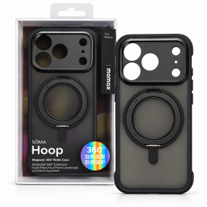 Противоударная накладка с кольцом Momax Hoop с MagSafe совместимая с iPhone 18 Pro черная