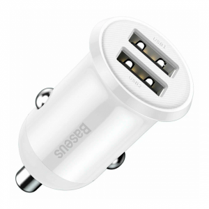 Автомобильное зарядное устройство Baseus grain pro 2USB 4.8  белое