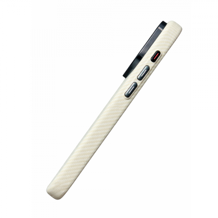 Пластиковая накладка Mosbros c MagSafe совместимая с iPhone 17 Pro под карбон белая - фото 3