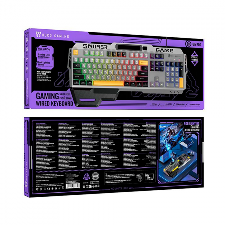 Проводная игровая клавиатура HOCO (GM702) Cyrillic version Black (черная) - фото 2