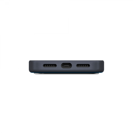 Кожаная накладка Uniq Lyden с Magsafe совместимая с 18 Pro/17 Pro синяя - фото 3