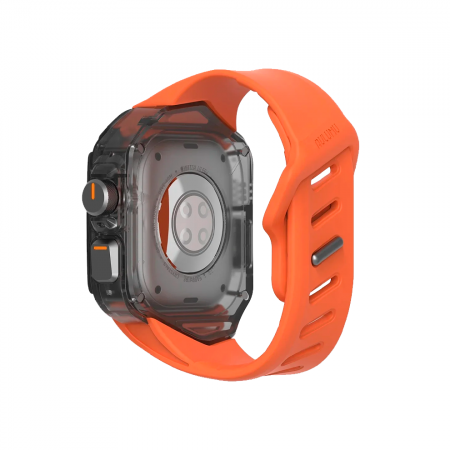Карбоновый кейс с ремешком Aulumu A01 совместимый с Apple Watch Ultra 49mm черный/оранжевый - фото 6