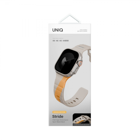 Ремешок Uniq Stride совместимый с Apple Watch (44/45/46/49 mm) каучуковый бежевый/желтый - фото 4