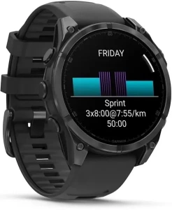 Умные Часы Garmin Fenix 8 47 mm AMOLED серый  (черный силиконовый ремешок)  (010-02904-00)