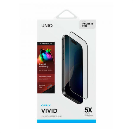Защитное стекло Uniq Optix Vivid совместимое с iPhone 16 Pro/17/17 Pro с рамкой - фото 2