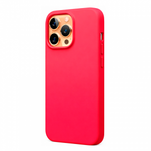 Силиконовая накладка совместимая с iPhone 14 Pro (SC) ярко-розовая Partner