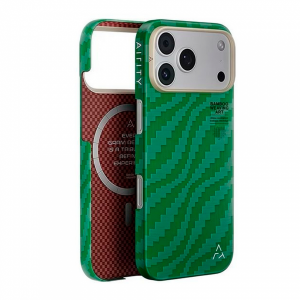 Кевларовая накладка Alrlty Bamboo Weaving art с MagSafe совместимая с iPhone 17 Pro China Green (зеленая)