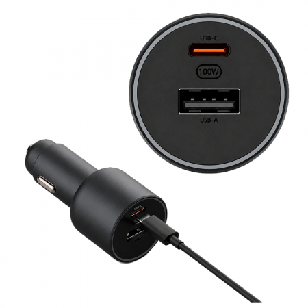 Автомобильное зарядное устройство Ксиаоми Ми Car Charger (USB-C/USB-A) 100W Black (черный) - фото 3