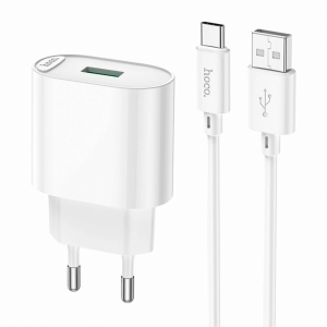 Сетевое зарядное устройство HOCO C109A Fighter 1xUSB 3.0A 18W белый