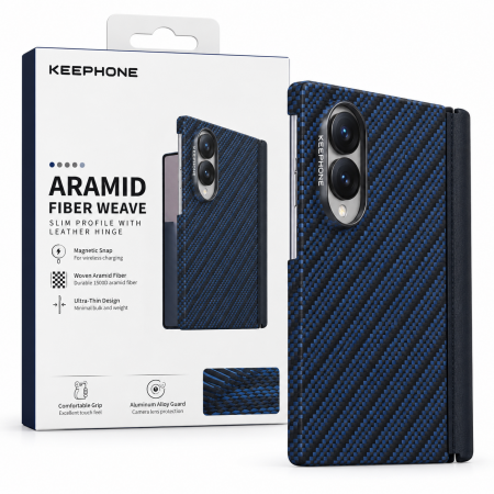 Кевларовая накладка Keephone Mirage Aramid с MagSafe совместимая с Samsung Galaxy Z Fold 8 синяя