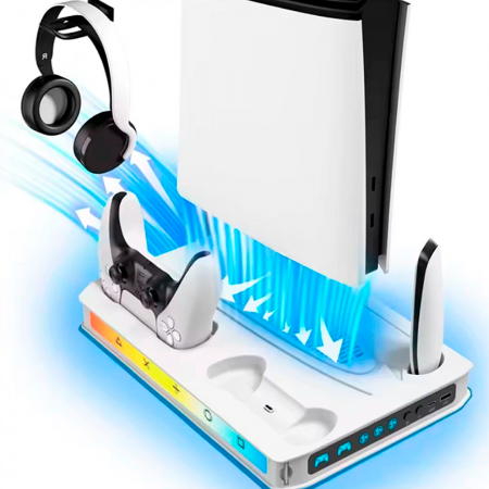 Подставка с охлаждением Deadskull для Sony PS5 Slim/PS5 Pro с зарядными площадками + RGB черная (CE)   - фото 2