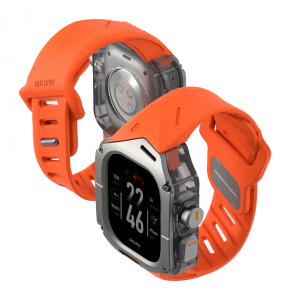 Карбоновый кейс с ремешком Aulumu A01 совместимый с Apple Watch Ultra 49mm титан/оранжевый