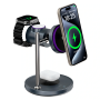 Беспроводное зарядное устройство Wiwu (W041) 3 в 1 Magnetic Wireless Charger серое