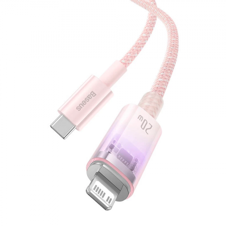 Кабель Baseus Type-С/Lighting 20w 1м розовый - фото 2