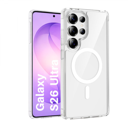 Пластиковая накладка Mutural c MagSafe совместимая с Samsung Galaxy S26 Ultra прозрачная