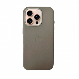 Накладка из эко-кожи Leather Case c MagSafe совместимая с iPhone 16 Pro Max Taupe (темно-серо-коричневый) SZ
