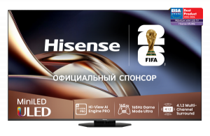 Телевизор Hisense 65" 65U8Q (2025) Mini LED, 4K UltraHD, Wi-Fi, 120 Гц, VIDAA 120 Гц 90 Вт EAC (гарантия Hisense)