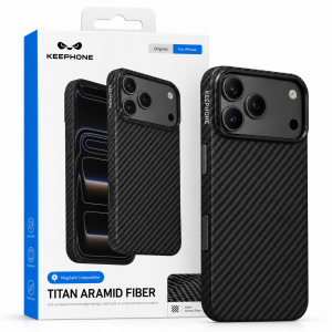 Кевларовая накладка Keephone Titan Aramid Fiber с MagSafe совместимая с iPhone 18 Pro Max/17 Pro Max черная