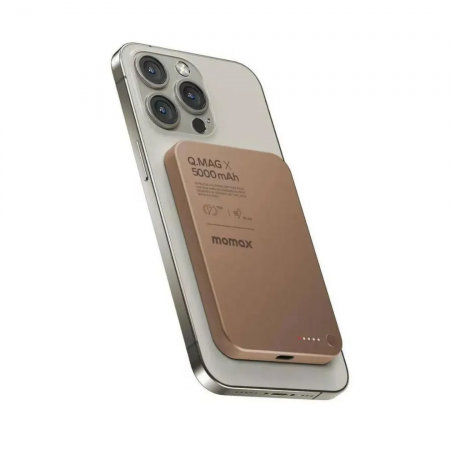 Внешний аккумулятор Momax Q. Mag X с MagSafe 5000 mAh бронза - фото 2