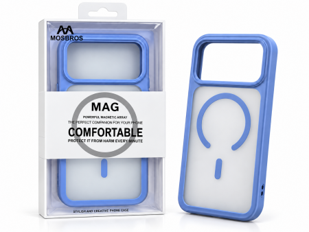 Противоударная накладка Mosbros Mag Comfortable с MagSafe совместимая с iPhone 18 Pro/17 Pro прозрачная голубой кант