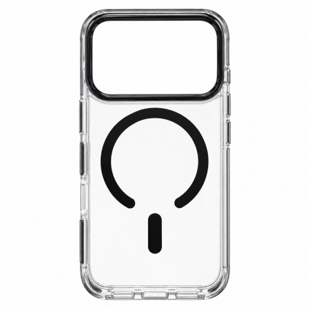 Противоударная накладка Keephone Shocstar с Magsafe совместимая с 18 Pro/17 Pro прозрачная черный кант - фото 2