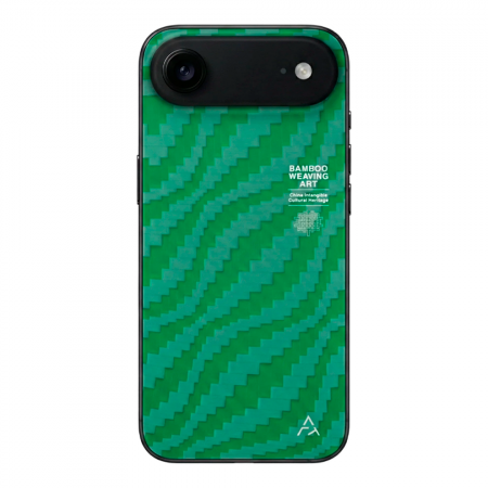 Кевларовая накладка Alrlty Bamboo Weaving art с MagSafe совместимая с iPhone 17 Air China Green (зеленая)