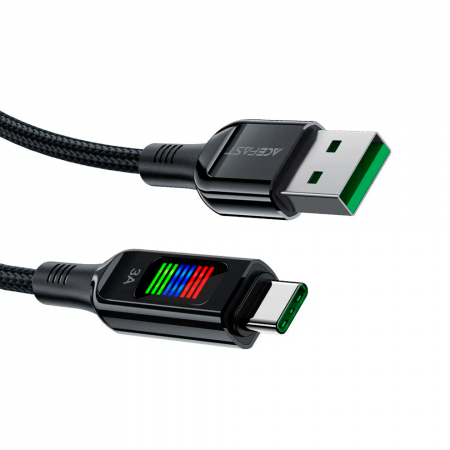 Кабель AceFast Led USB/Type-C C7-04 1.2м 60W черный - фото 3
