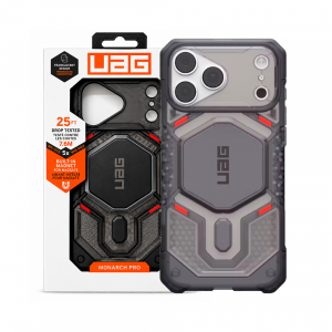 Противоударная накладка UAG MONARCH PRO с Magsafe с защитой на модуль камеры совместимая с 18 Pro Max/17 Pro Max темно-серая